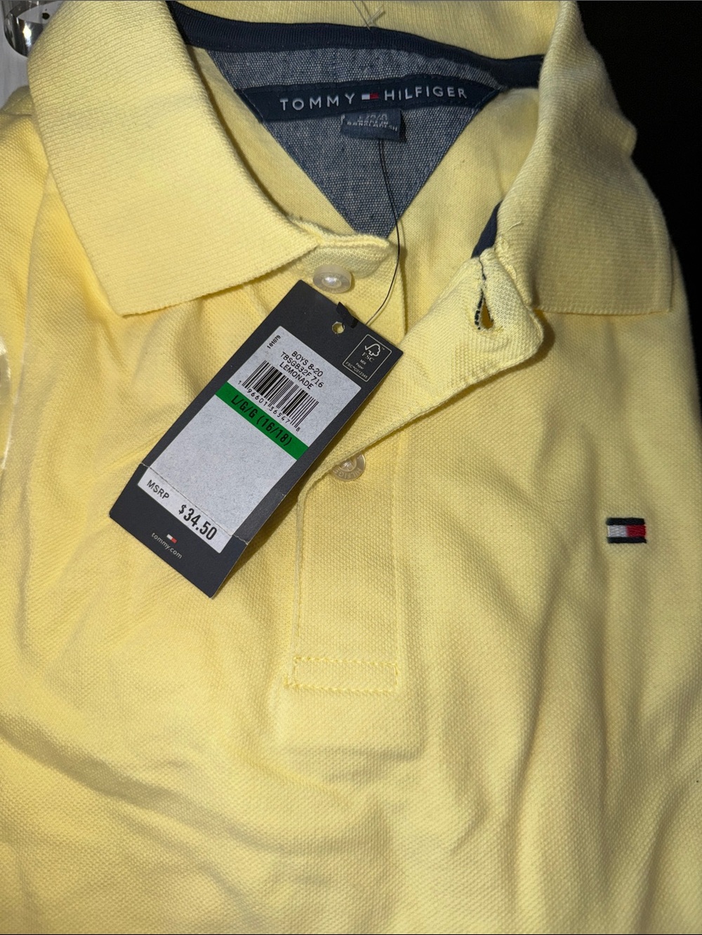 Tommy Hilfiger Pale Yellow Polo with Flag Logo